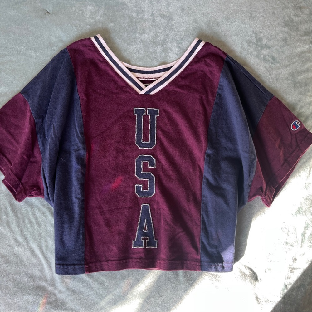 Champion USA Maroon and Navy Top